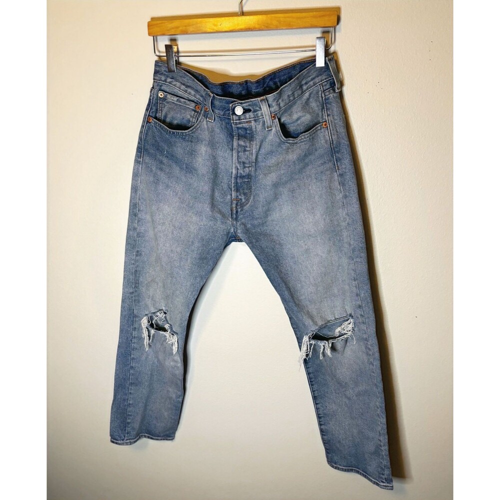 Levi's 501 Men's Distressed Button Fly Jeans Blue Size 33x30